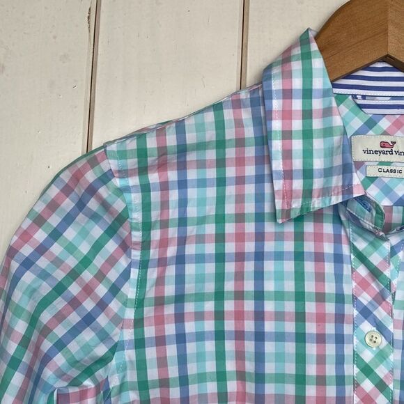 Pastel Plaid Cotton Button Down Shirt​ - Picture 9 of 13